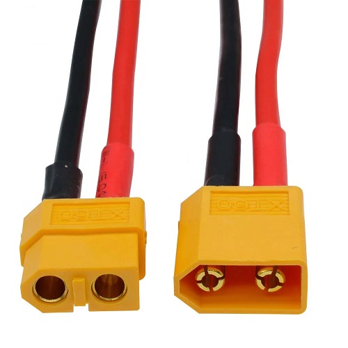 CONECTOR PLUG MACHO e FEMEA NYLON AMARELO XT60 C/ RABICHO