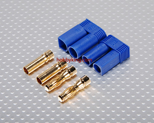 CONECTOR GOLD BULLET PLUG SOCKET 2 POLOS EC5 BULLET MACHO/FEMEA 5mm